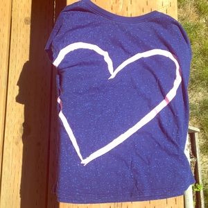 Blue T-shirt with pink heart